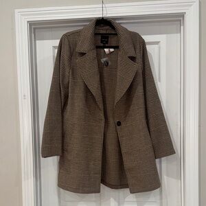NWT Love Tree Brown Plaid Women's Coat